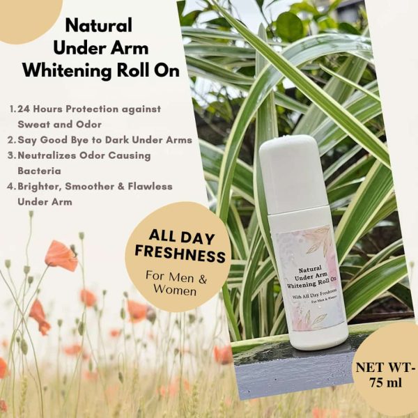 Natural Under Arm Whitening Roll-On Odor Protection, 100% Natural